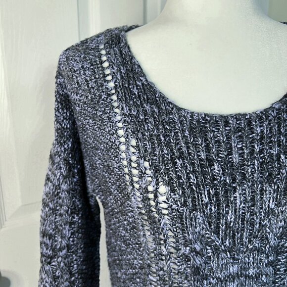 Women's Mudd Long Sleeve Sweater | Blue | Open Knit | Scoop Neck | Size Medium - Picture 5 of 10